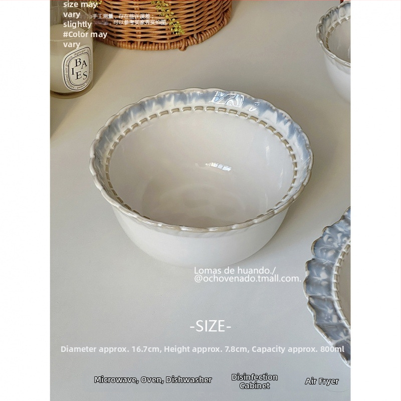 Porcelanski set zdjela i tanjura sa dimljenom glazurom, vintage dvorski stil, INS stil, pod-glas završetak, novi kineski stil