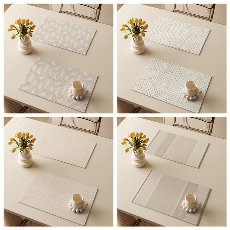 Covor de masă din piele, culoare solidă, formă pătrată, stil simplu, lansare primăvara 2024