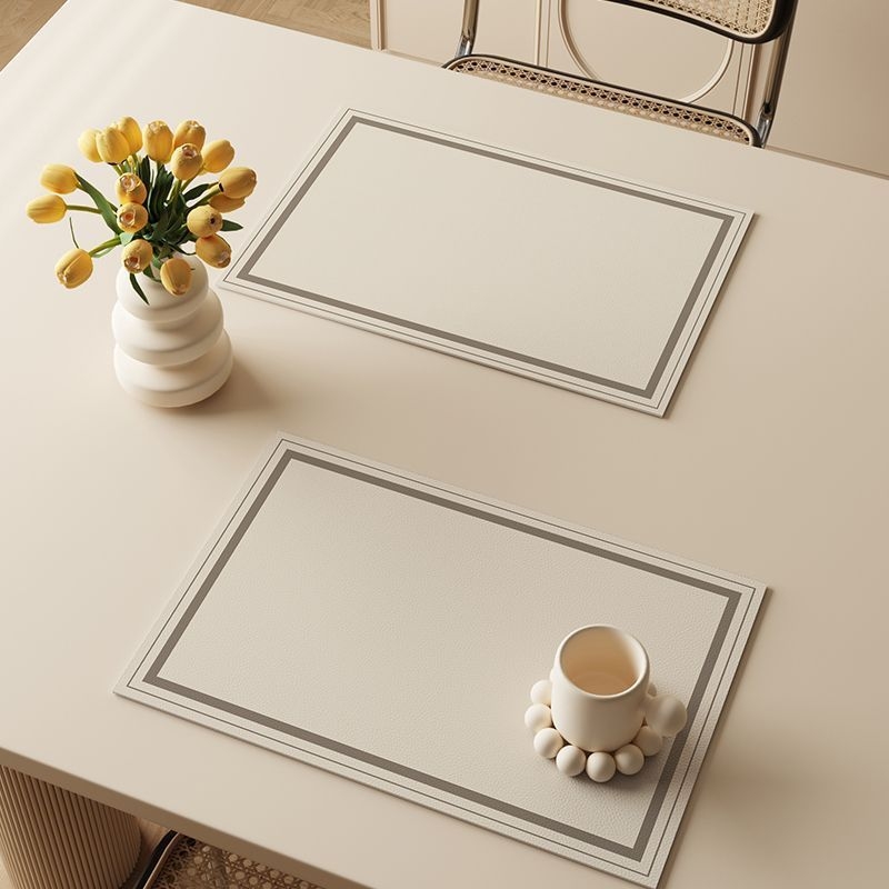 Covor de masă din piele, culoare solidă, formă pătrată, stil simplu, lansare primăvara 2024