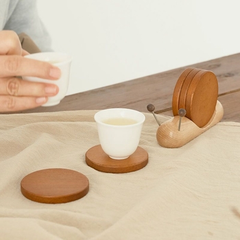 Suport rotund din lemn pentru pahare, cu model desen animat, stil drăguț, izolație termică de calitate premium