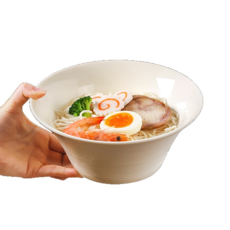 Porcelanska zdjela za ramen i juhu, jedinstven jednobojni dizajn, okrugli oblik, retro stil, kompatibilna s mikrovalnom