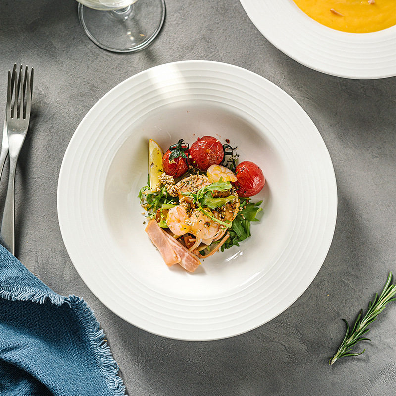 Porcelanska zdjela za ramen i juhu, jedinstven jednobojni dizajn, okrugli oblik, retro stil, kompatibilna s mikrovalnom