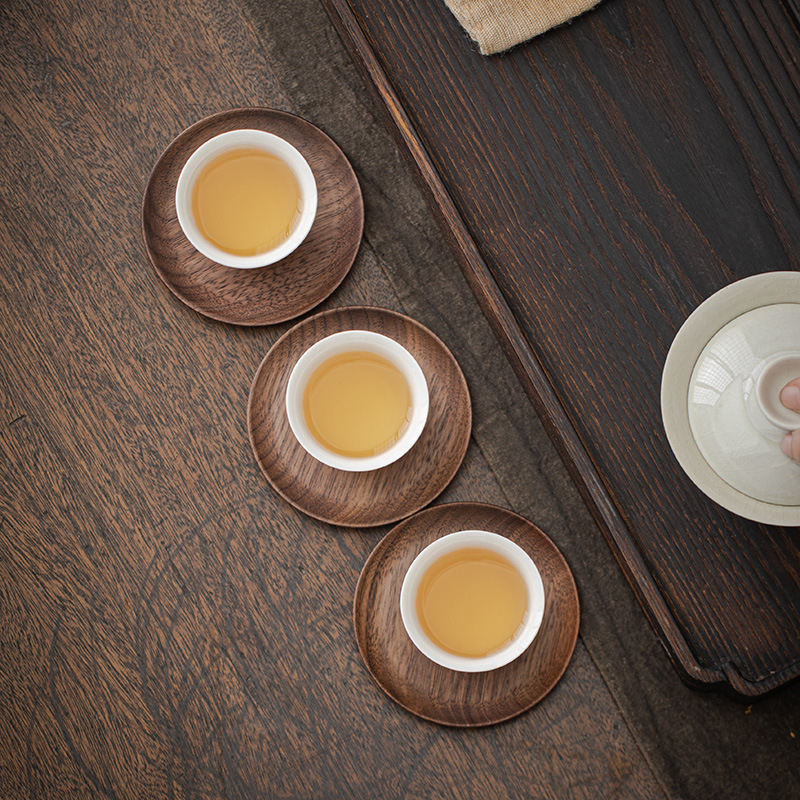 Podmetač za šalicu od orahovog drveta | Yixuan | Kineski stil | Lagani luksuz retro