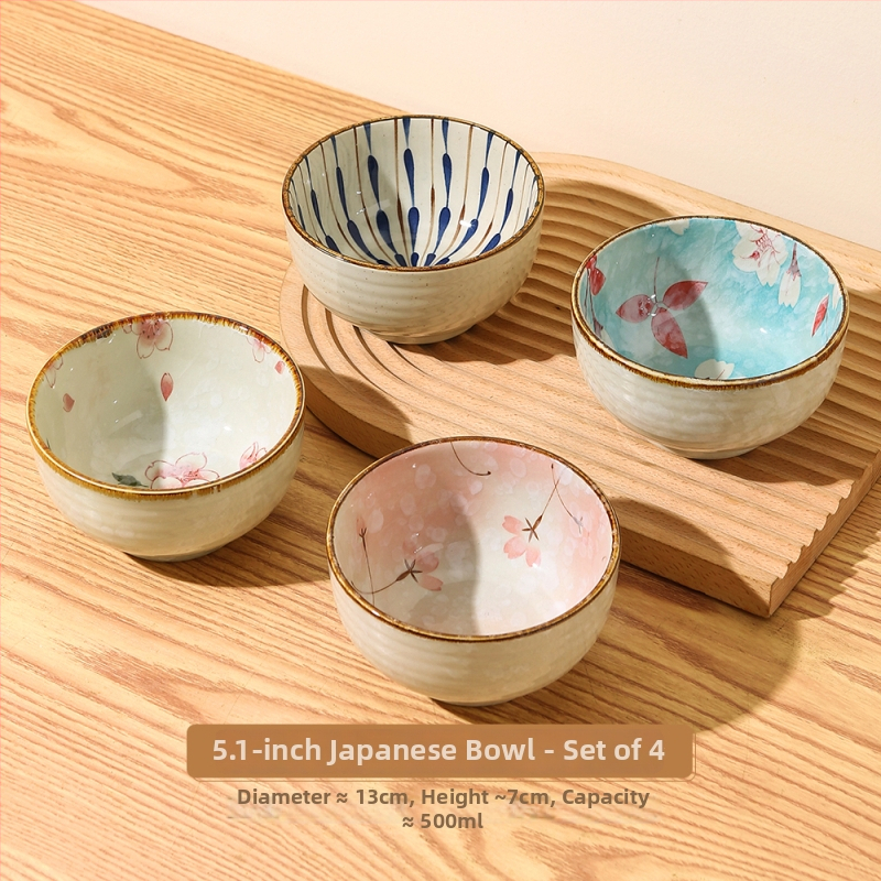 Porcelanska zdjela za rižu, kružnog oblika, uzorak biljaka i cvijeća, moderni minimalistički stil, pogodno za mikrovalnu, premium kvaliteta
