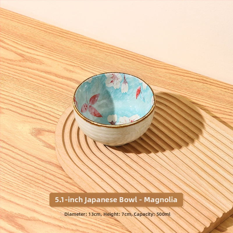 Porcelanska zdjela za rižu, kružnog oblika, uzorak biljaka i cvijeća, moderni minimalistički stil, pogodno za mikrovalnu, premium kvaliteta