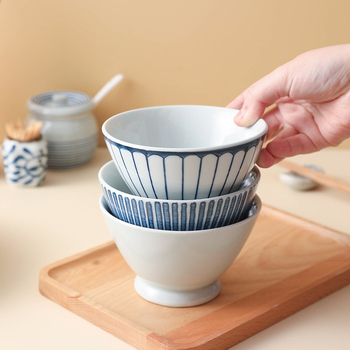 Porcelanska zdjela s prugama, okrugla, pogodna za mikrovalnu pećnicu, podglazurna završna obrada
