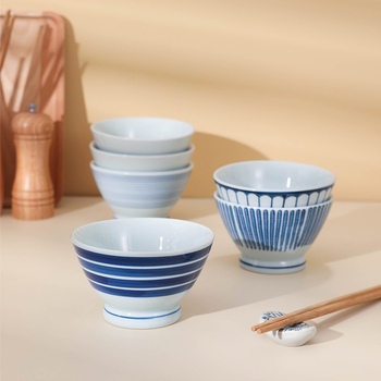 Porcelanska zdjela s prugama, okrugla, pogodna za mikrovalnu pećnicu, podglazurna završna obrada