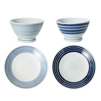 Porcelanska zdjela s prugama, okrugla, pogodna za mikrovalnu pećnicu, podglazurna završna obrada