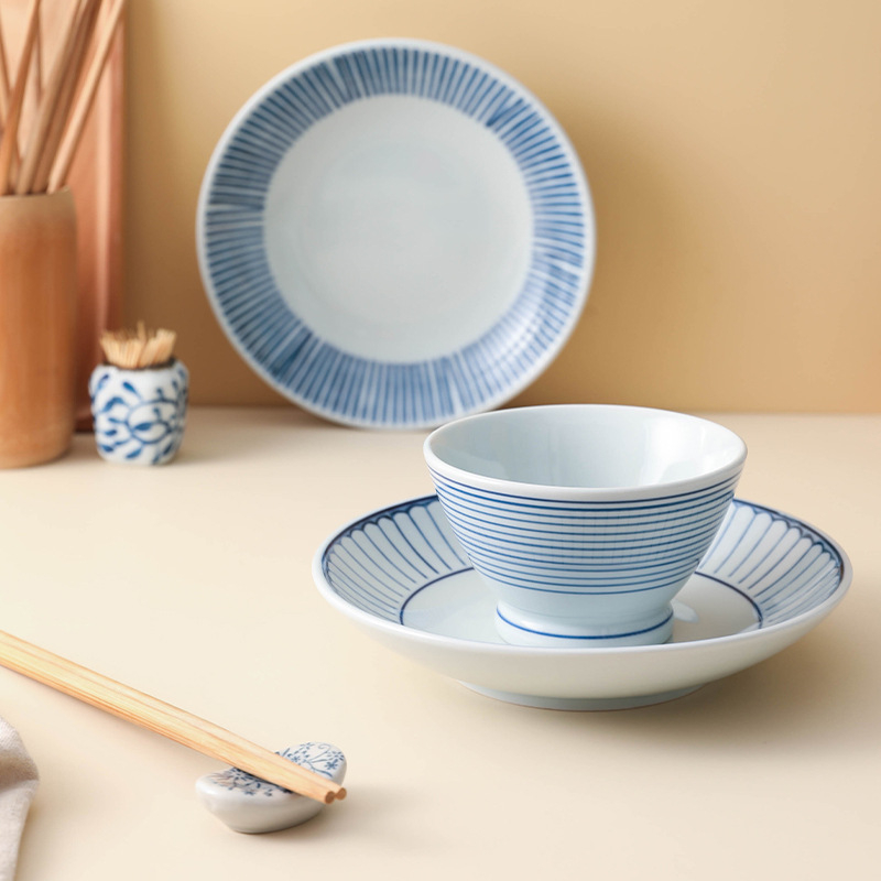 Porcelanska zdjela s prugama, okrugla, pogodna za mikrovalnu pećnicu, podglazurna završna obrada