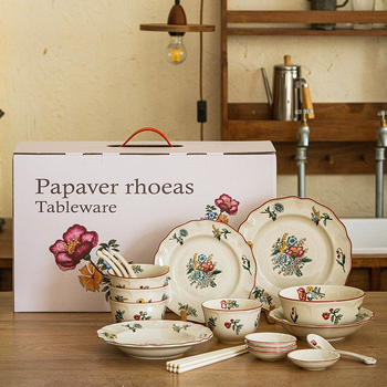 Retro keramički set posuđa sa nepravilnim oblicima, podglazurno završetak, pogodna za mikrovalnu pećnicu