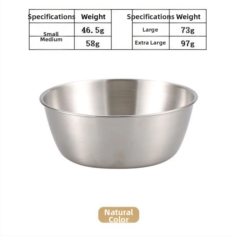 Koreai stílusú 304 rozsdamentes acél rizsbor tál fogantyúval – kerek, egyszínű, elektroplakált felület, logóval