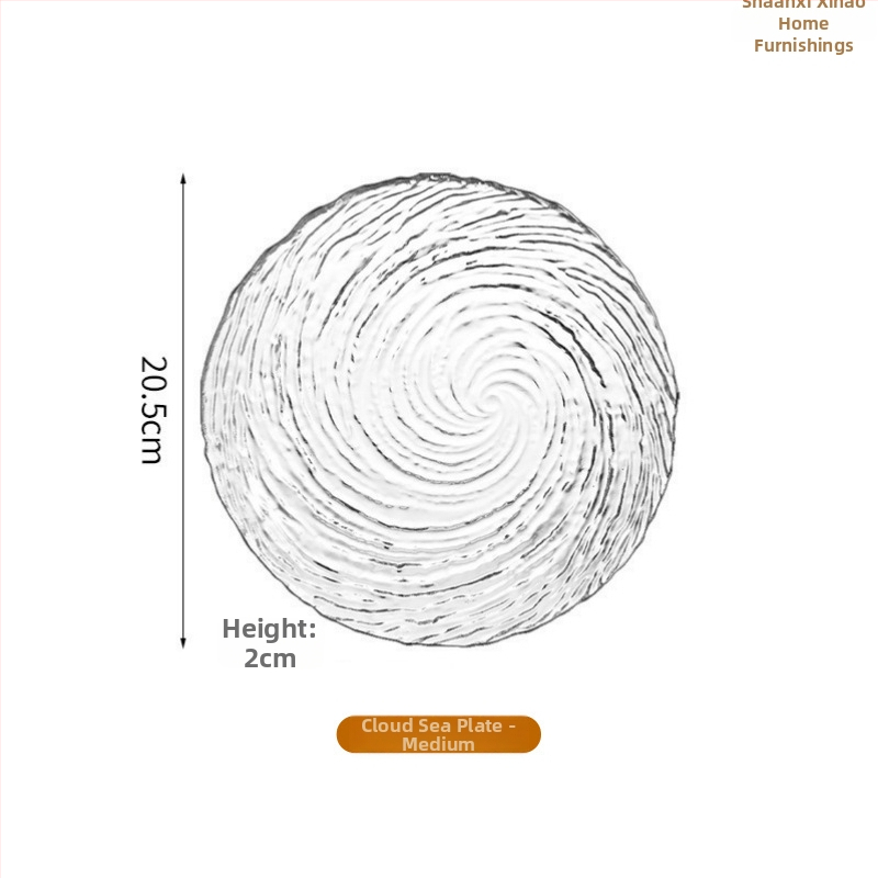 Sklenený servis s ledovým vzorom: nepravidelné misky a taniere na ovocie, priehľadné dezertné taniere, miska na cukrovú vodu; ručne vyrobené, prispôsobiteľné, moderný minimalistický štýl