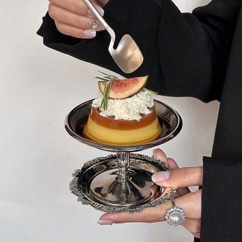 Nehrđajući čelični desertni goblet, dvorski stil, okrugla posuda, za deserte i fotografiranje
