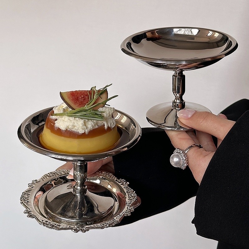Nehrđajući čelični desertni goblet, dvorski stil, okrugla posuda, za deserte i fotografiranje
