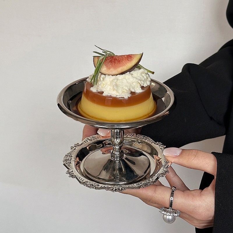 Nehrđajući čelični desertni goblet, dvorski stil, okrugla posuda, za deserte i fotografiranje