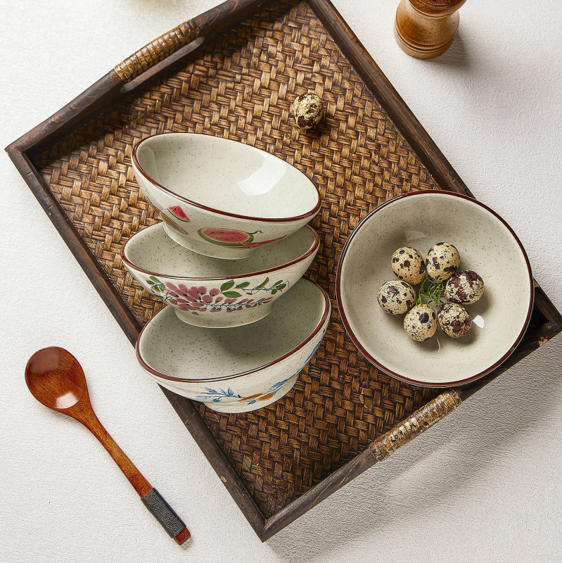 Porcelanske zdjele s podglazurnom bojom – retro kineskog stila, set zdjela za rižu, tjesteninu, juhu i desert za kućnu upotrebu