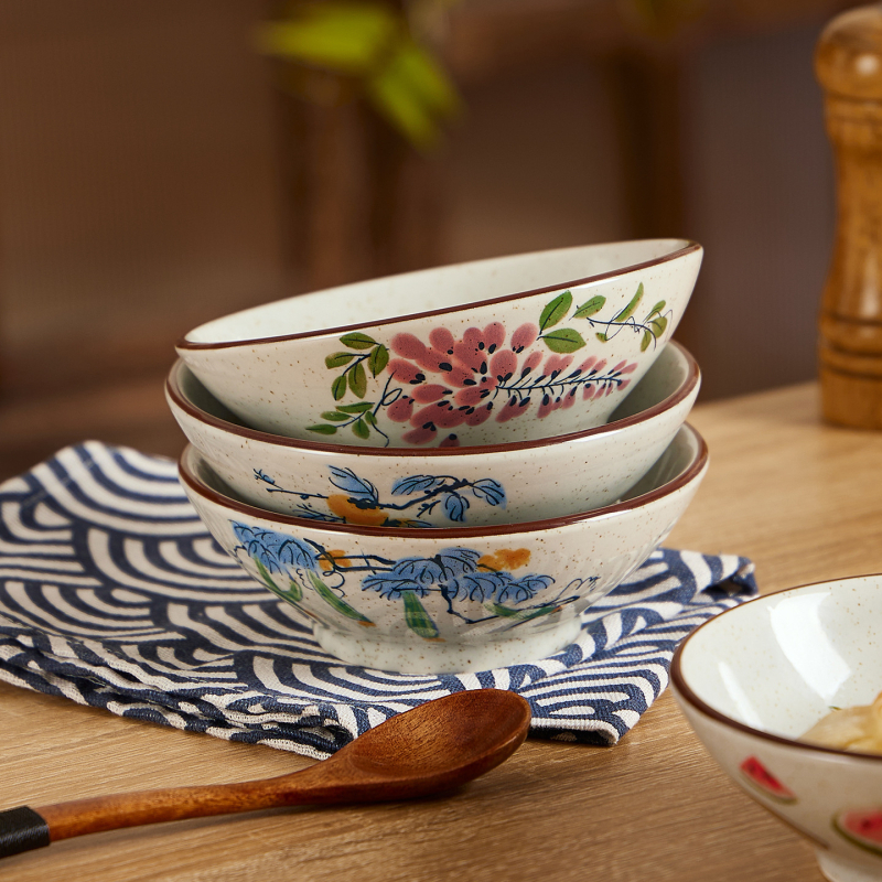 Porcelanske zdjele s podglazurnom bojom – retro kineskog stila, set zdjela za rižu, tjesteninu, juhu i desert za kućnu upotrebu