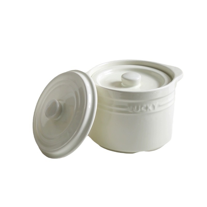 Vas ceramic pentru ouă la abur cu capac dublu – porție pentru o singură persoană, compatibil cu microunde, finisaj glazură monocrom