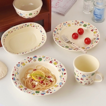 Porcelanski tanjur s ljubavnim motivom mačke i psa – duboki tanjur za doručak i tjesteninu, siguran za mikrovalnu, podglazurna zaštita, mogućnost prilagodbe