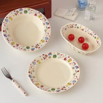 Porcelanski tanjur s ljubavnim motivom mačke i psa – duboki tanjur za doručak i tjesteninu, siguran za mikrovalnu, podglazurna zaštita, mogućnost prilagodbe