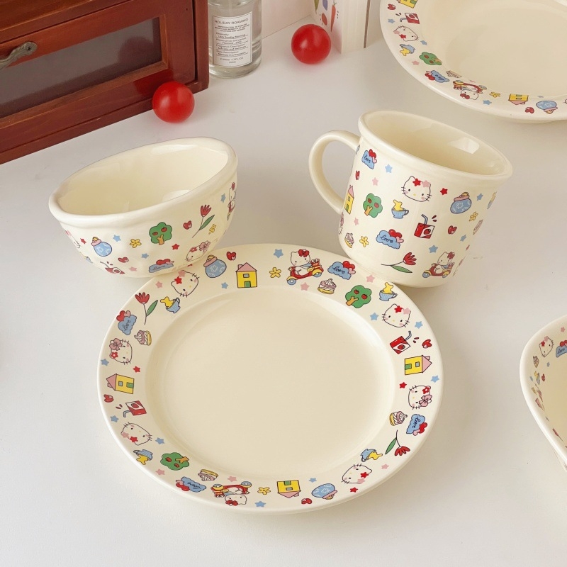 Porcelanski tanjur s ljubavnim motivom mačke i psa – duboki tanjur za doručak i tjesteninu, siguran za mikrovalnu, podglazurna zaštita, mogućnost prilagodbe