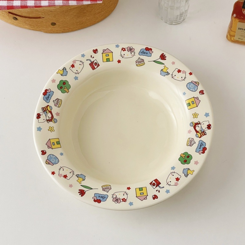 Porcelanski tanjur s ljubavnim motivom mačke i psa – duboki tanjur za doručak i tjesteninu, siguran za mikrovalnu, podglazurna zaštita, mogućnost prilagodbe