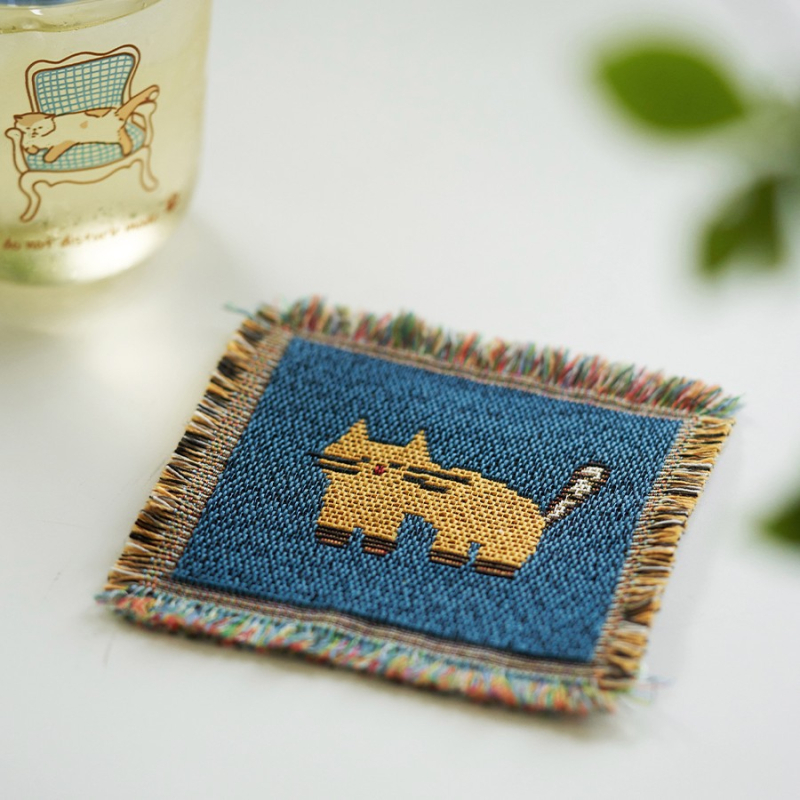 Suport de cană tricotat, stil Nordic, pătrat, din pânză, calitate de primă clasă