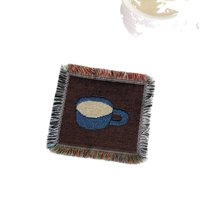 Suport de cană tricotat, stil Nordic, pătrat, din pânză, calitate de primă clasă