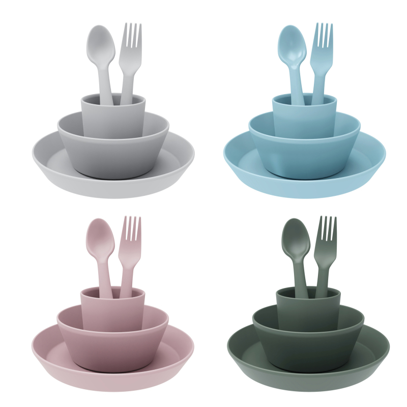 5 dalių kūdikių maisto rinkinys - minimalistinis stilius, ekologiškas ir biologiškai suyrantis, tinkamas nuo 6 mėnesių, pieno miltelių dėžutė su trimis skyriais