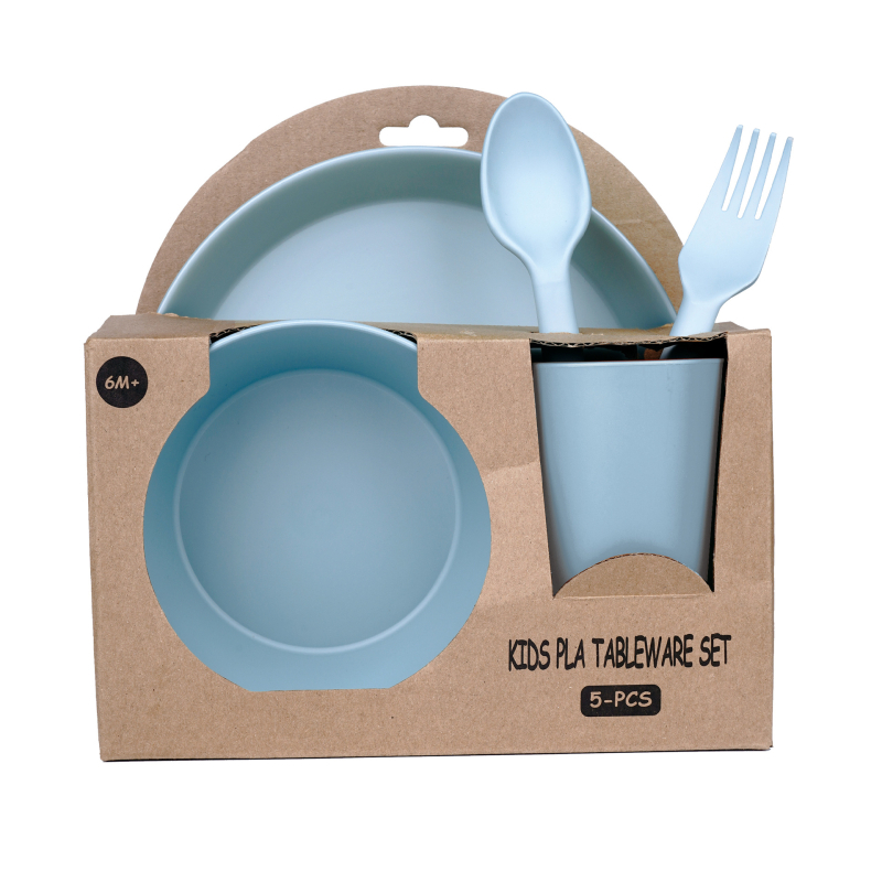 5 dalių kūdikių maisto rinkinys - minimalistinis stilius, ekologiškas ir biologiškai suyrantis, tinkamas nuo 6 mėnesių, pieno miltelių dėžutė su trimis skyriais