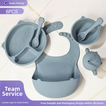 8-dielny silikonový set na kŕmenie dieťaťa: miska, lyžička, rozdelená nádoba na jedlo, pohár — ľahko sa čistí, odolný do 230°C, vhodný pre doplnkové kŕmenie