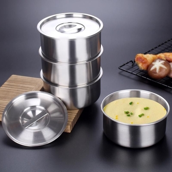 Vas din oțel inoxidabil 304 – rotund, alimentară, suprafață periată și satinat, turnată într-o singură piesă