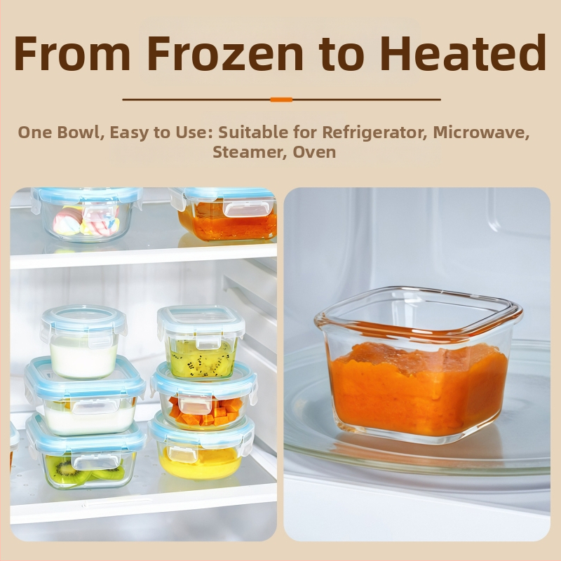 Stiklinis kūdikio maisto dubenėlis su atskyrimo skyriais — Hongzhu, nuo 6 mėnesių, produkto kodas WSDLZSMDWWD