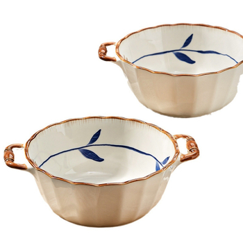 Miska za instantne rezance, porcelan, uzorak biljaka i cvijeća, japanski stil, prikladna za mikrovalnu pećnicu