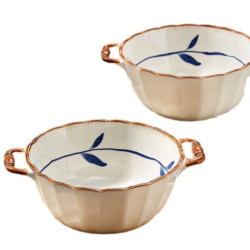 Miska za instantne rezance, porcelan, uzorak biljaka i cvijeća, japanski stil, prikladna za mikrovalnu pećnicu