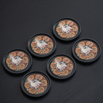 Tava rotundă de ceai din ceramică, suprafață absorbantă, model cerb, suport de ceai cu uscare rapidă