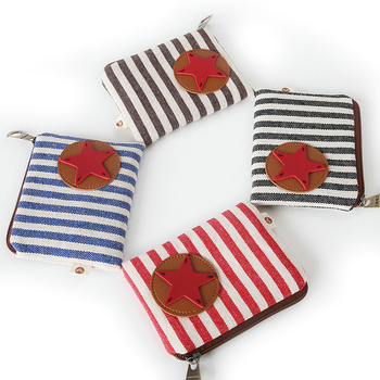 Monetų piniginė su dryžuotu raštu, drobė, gaivus ir mielas stilius, kvėpuojantis, kasdieniam naudojimui