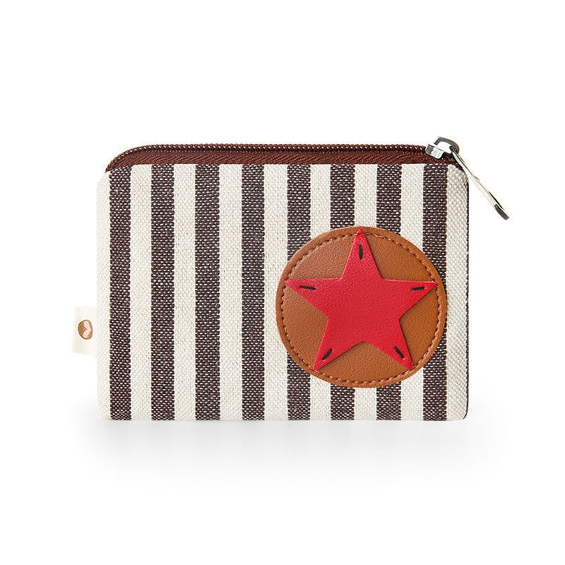 Monetų piniginė su dryžuotu raštu, drobė, gaivus ir mielas stilius, kvėpuojantis, kasdieniam naudojimui