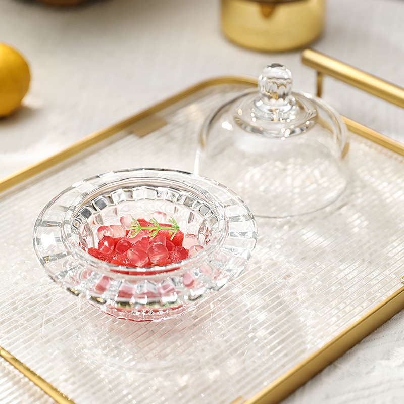 Cupe de desert din sticlă cu capac – bol transparent, rotund, potrivit pentru fructe și deserturi