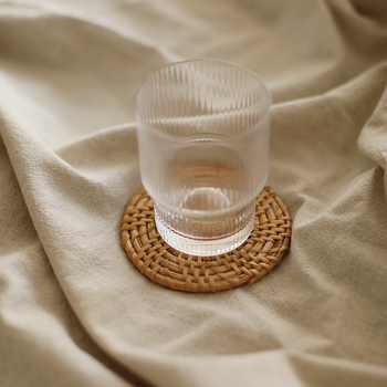 Set rotund din rătan pentru ceremoniile de ceai – suporturi antialunecare, suport pentru cești, izolație termică