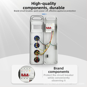 Триетажна мобилна разпределителна кутия за контакти за строителна площадка, IP65 водоустойчива, преносима за открито, 6 гнезда, 32A