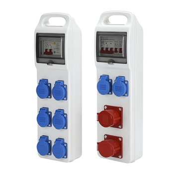 Триетажна мобилна разпределителна кутия за контакти за строителна площадка, IP65 водоустойчива, преносима за открито, 6 гнезда, 32A