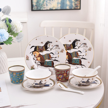 Set de veselă din porțelan osos, 10 piese, ambalaj cadou, compatibil cu microunde, logo personalizabil