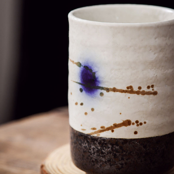 Cească ceramică în stil japonez, pictură manuală, formă rotundă, compatibilă cu microundele, imprimare logo, personalizare disponibilă