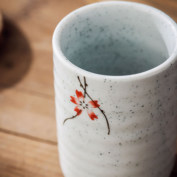 Cească ceramică în stil japonez, pictură manuală, formă rotundă, compatibilă cu microundele, imprimare logo, personalizare disponibilă