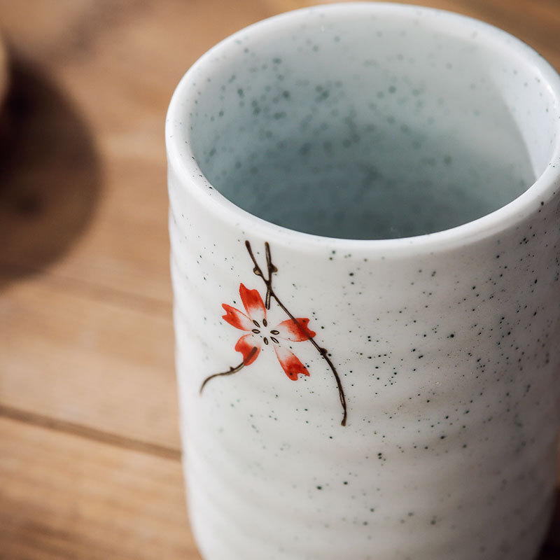 Cească ceramică în stil japonez, pictură manuală, formă rotundă, compatibilă cu microundele, imprimare logo, personalizare disponibilă