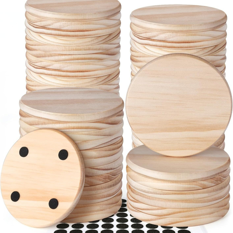 Suport circular pentru ceașcă din lemn de pin, stil minimalist modern, izolație termică, personalizare logo.