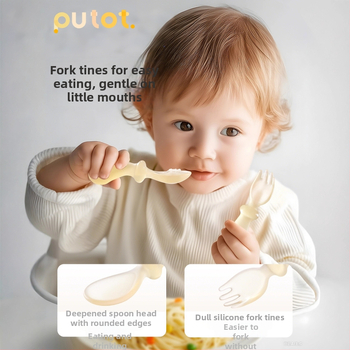 Putot PPSU бебешка вилица и лъжица за обучение, карикатурен стил, за деца над 6 месеца