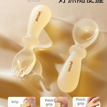 Putot PPSU бебешка вилица и лъжица за обучение, карикатурен стил, за деца над 6 месеца