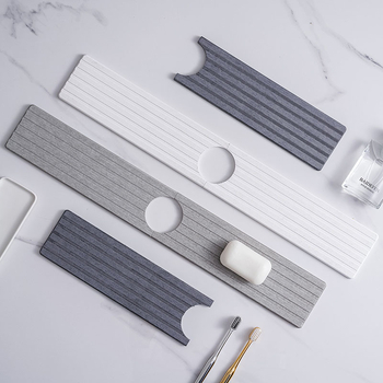 Pad absorbent cu diatomită pentru robinet și chiuvetă, pătrat din lemn, culoare solidă, stil modern minimalist